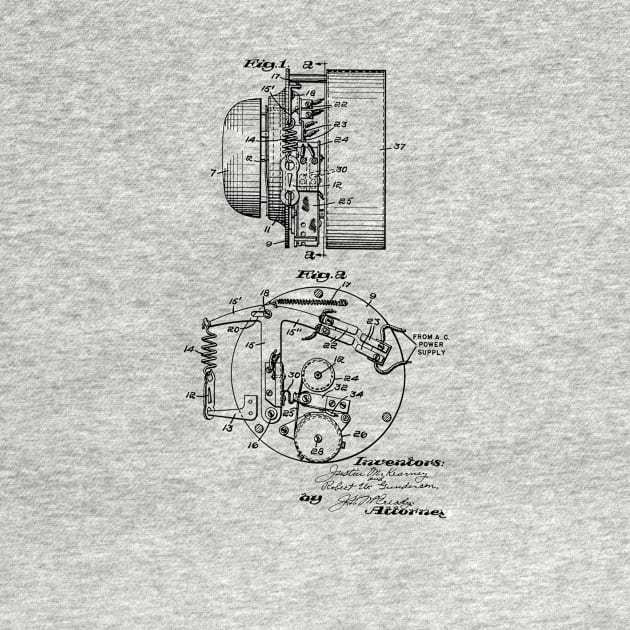 Fire Alarm Vintage Patent Hand Drawing by TheYoungDesigns